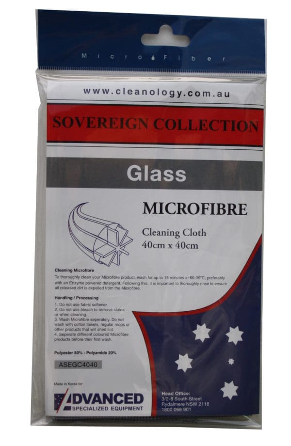 Advanced Premium Microfibre Cloth Glass Grey 40cmx40cm Packaged